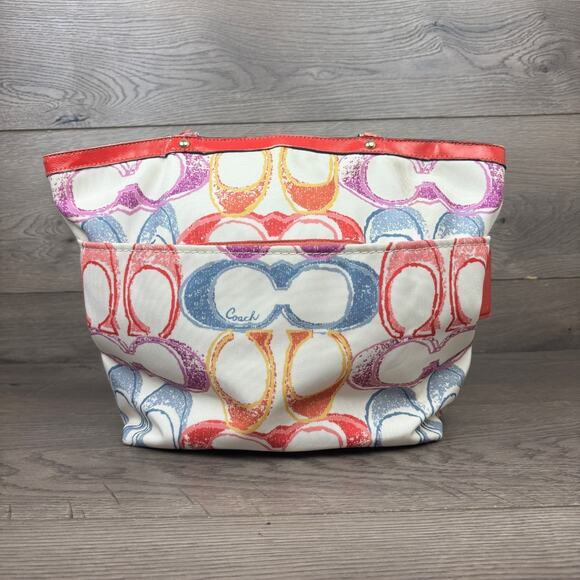 COACH Scribble Tote Bag with Hot Pink Leather Trim A1395-F21894 - Picture 5 of 13